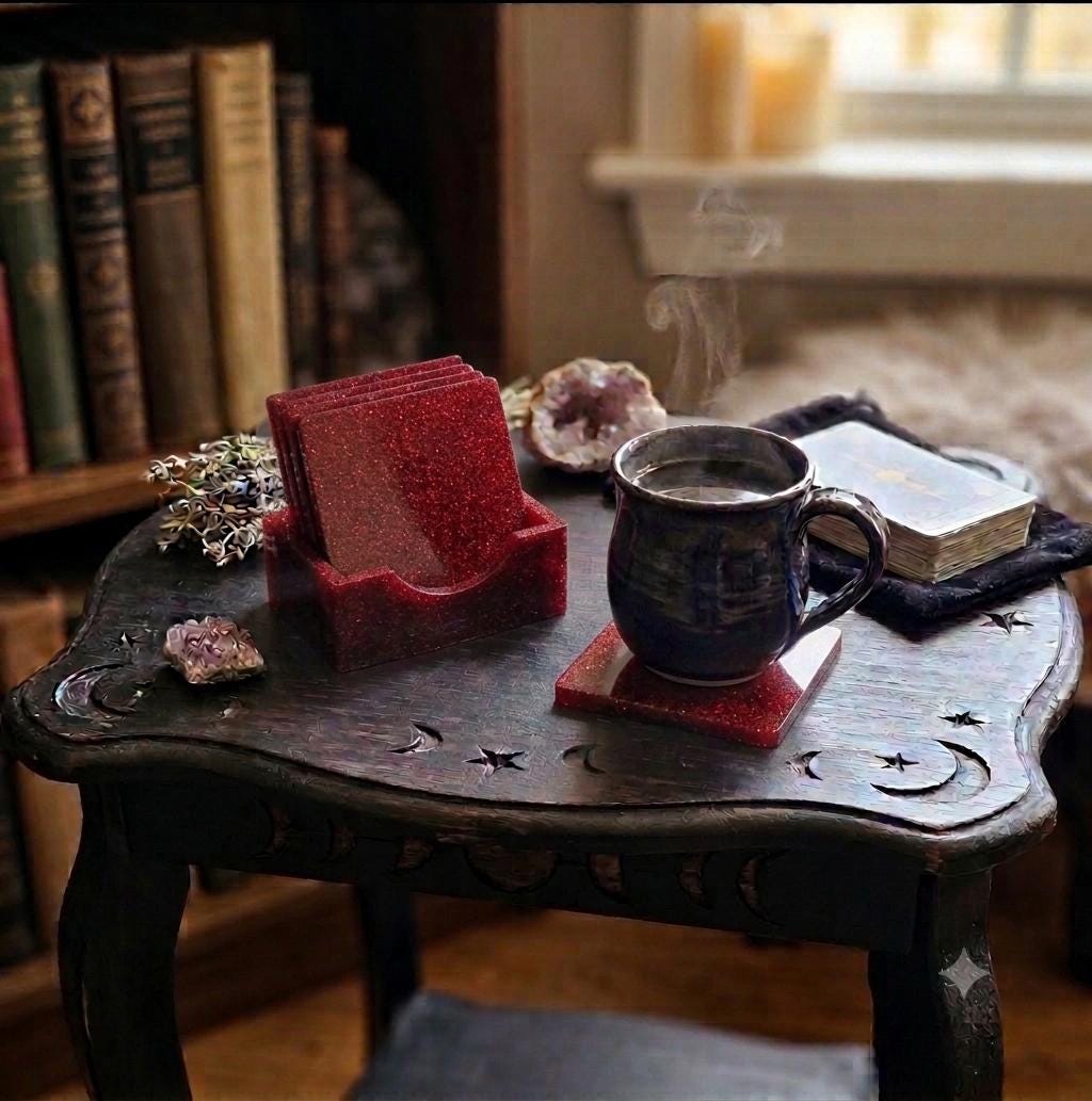 Handcrafted Epoxy Resin Coaster - Gothic Home Decor