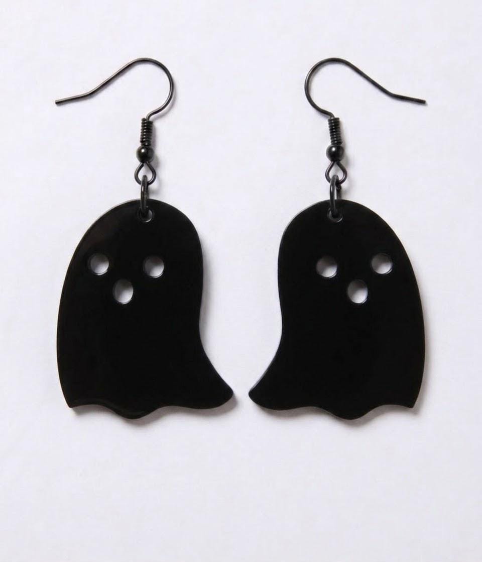 Handcrafted Epoxy Resin Ghost Earrings - Gothic Wearable Art