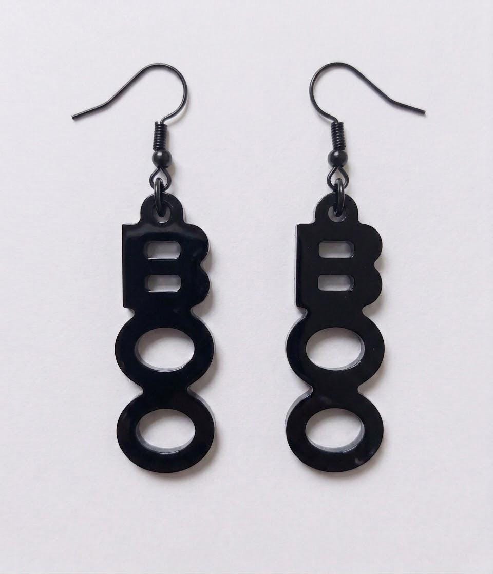 Handcrafted Epoxy Resin Boo Earrings - Gothic Wearable Art