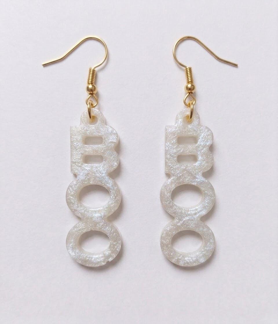 Handcrafted Epoxy Resin Boo Earrings - Gothic Wearable Art