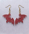 Handcrafted Epoxy Resin Bat Earrings - Gothic Wearable Art