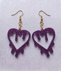 Handcrafted Epoxy Resin Melting Heart Earrings - Gothic Wearable Art