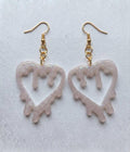 Handcrafted Epoxy Resin Melting Heart Earrings - Gothic Wearable Art