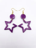 Handcrafted Epoxy Resin Star Earrings - Gothic Wearable Art