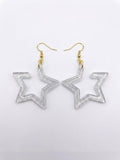Handcrafted Epoxy Resin Star Earrings - Gothic Wearable Art