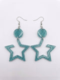 Handcrafted Epoxy Resin Star Earrings - Gothic Wearable Art