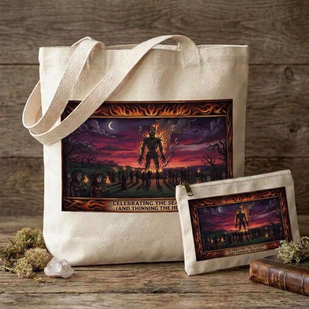 Wicker Man Sublimation Printed Tote Bag & Matching Handbag Set - Gothic Wearable Art