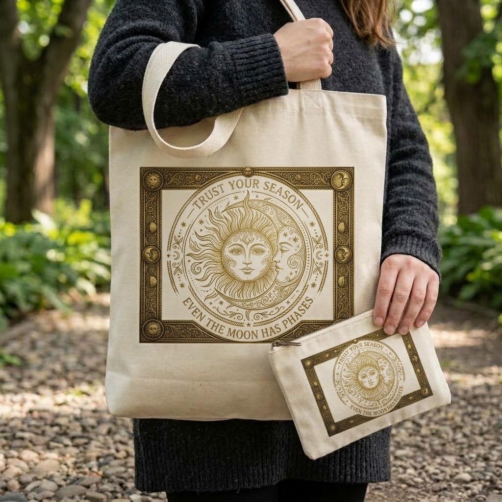 Trust Your Season Sublimation Printed Tote Bag & Matching Handbag Set - Gothic Wearable Art