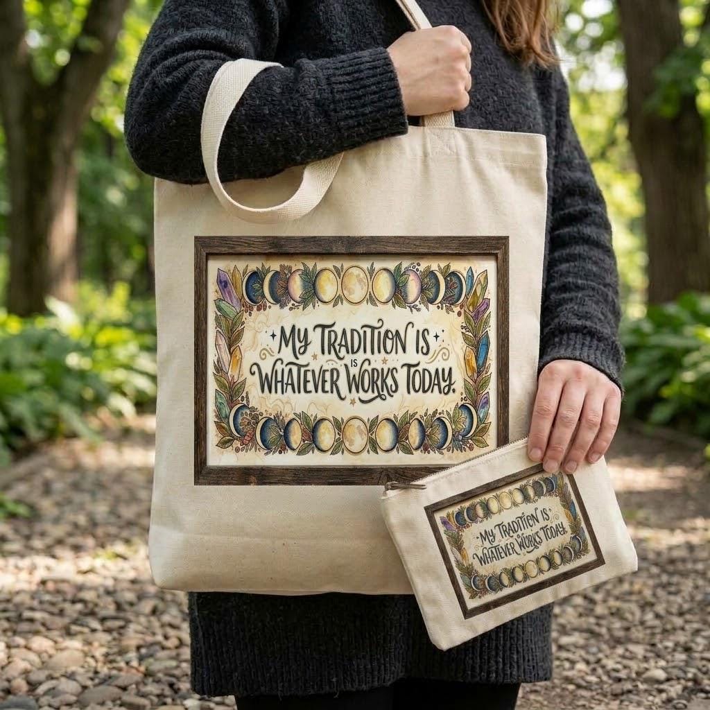My Tradition Sublimation Printed Tote Bag & Matching Handbag Set - Gothic Wearable Art
