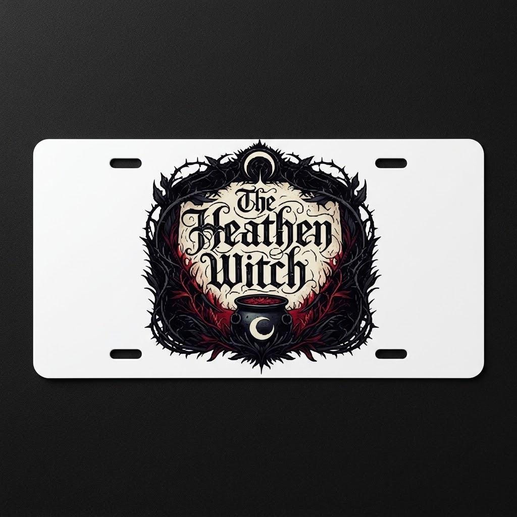 The Heathen Witch Sublimation Printed Vehicle Plate For Your Ride or Wall Decor - Gothic Automotive Art