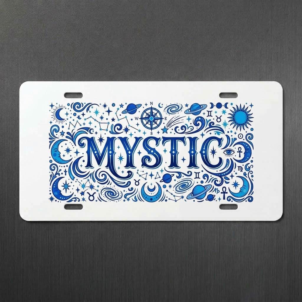 Mystic Sublimation Printed Vehicle Plate For Your Ride or Wall Decor - Gothic Automotive Art