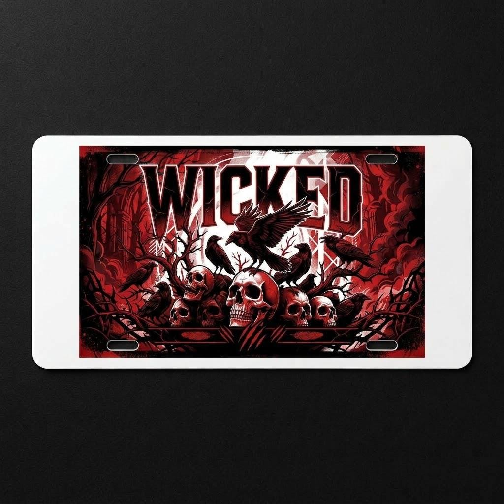 Wicked Sublimation Printed Vehicle Plate For Your Ride or Wall Decor - Gothic Automotive Art