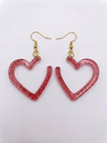 Handcrafted Epoxy Resin Heart Earrings - Gothic Wearable Art