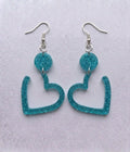 Handcrafted Epoxy Resin Heart Earrings - Gothic Wearable Art