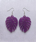 Handcrafted Epoxy Resin Leaf Earrings - Gothic Wearable Art