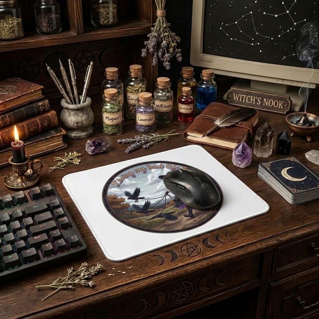 My Best Life Sublimation Printed Standard Mouse Pad - Gothic Workspace Art