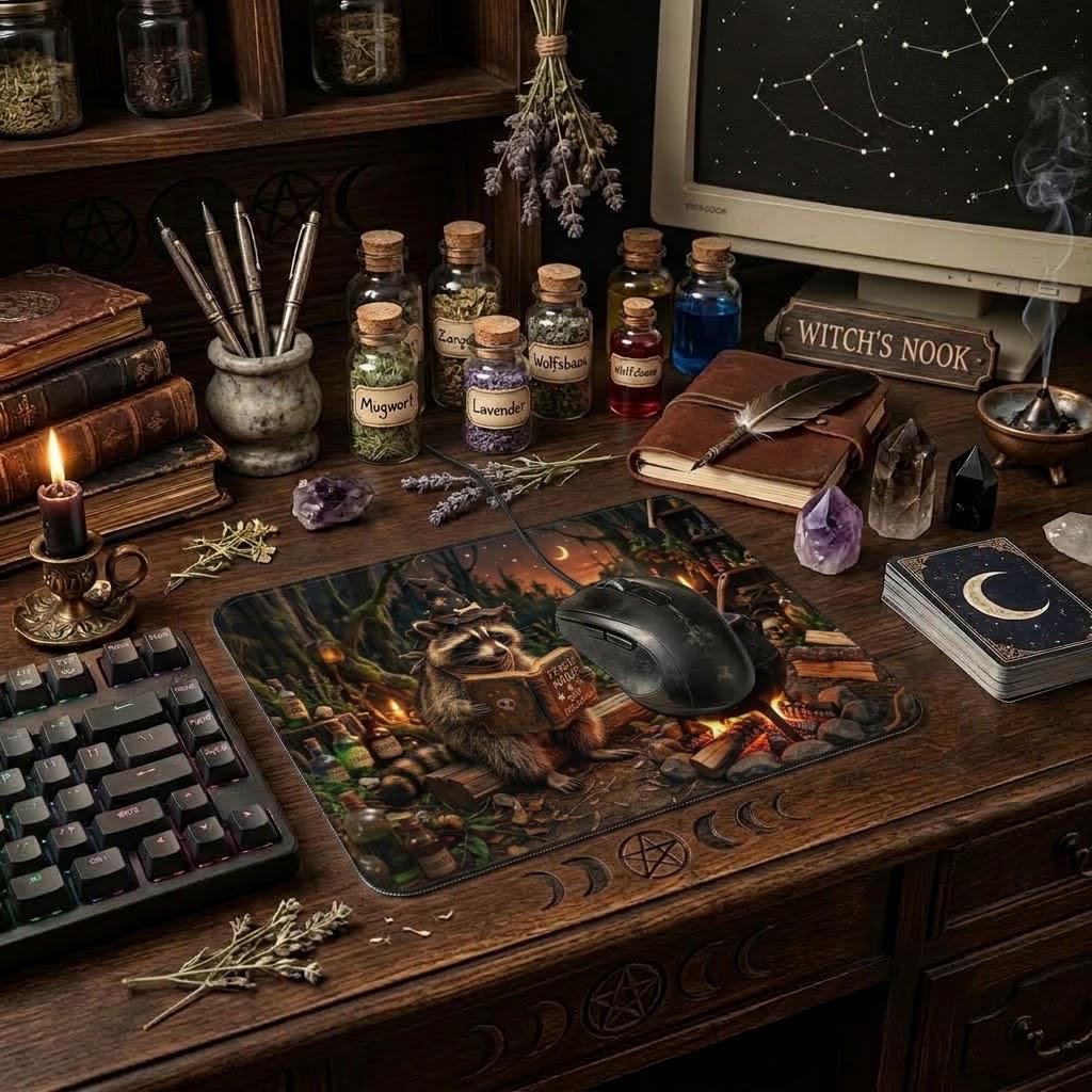 Trash Magic Sublimation Printed Standard Mouse Pad - Gothic Workspace Art