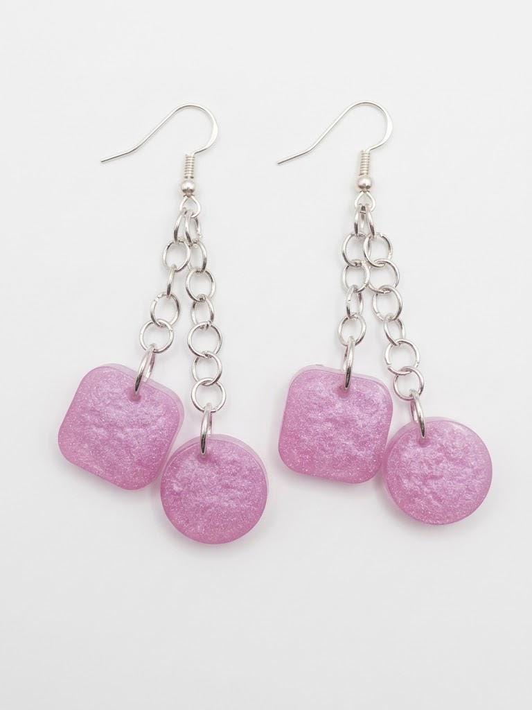 Enchanted Link Drop Handcrafted Epoxy Resin Earrings - Gothic Wearable Art