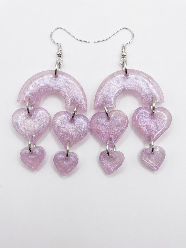 Cupid’s Arch Cascade Handcrafted Epoxy Resin Earrings - Gothic Wearable Art