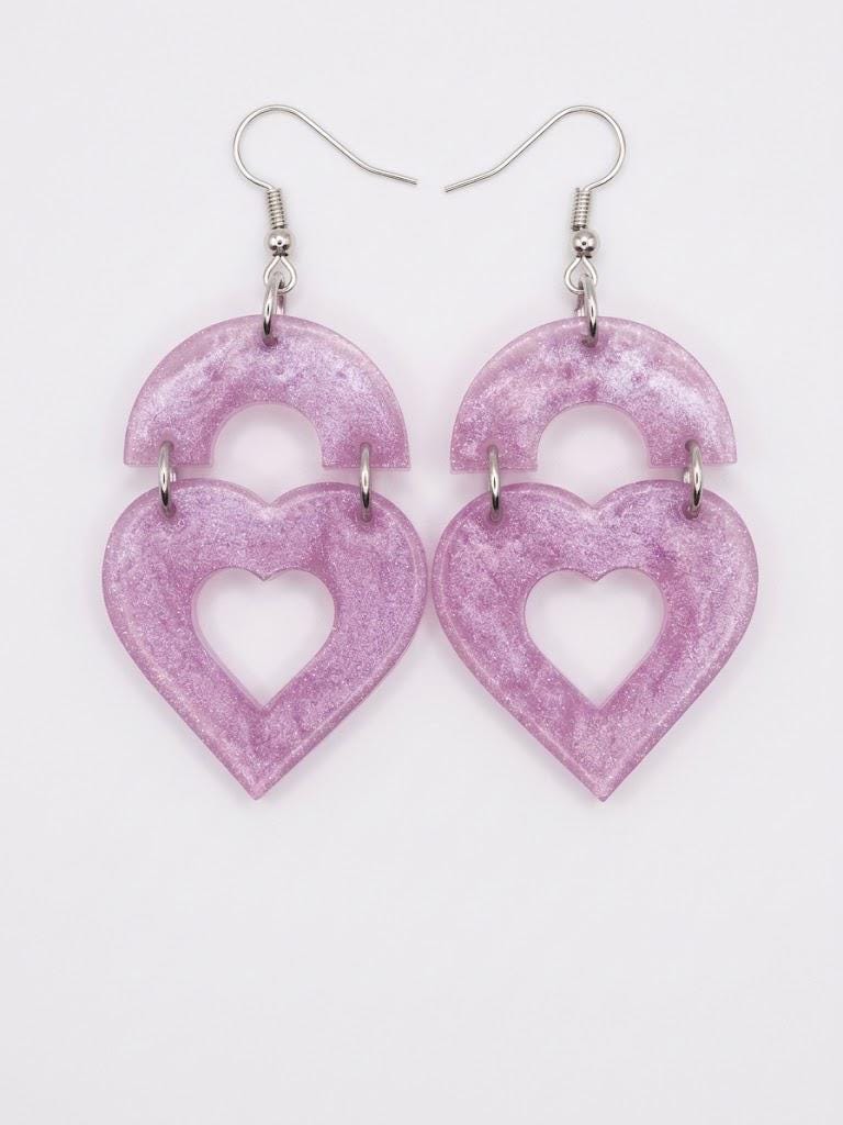 Gateway to Love Handcrafted Epoxy Resin Earrings - Gothic Wearable Art