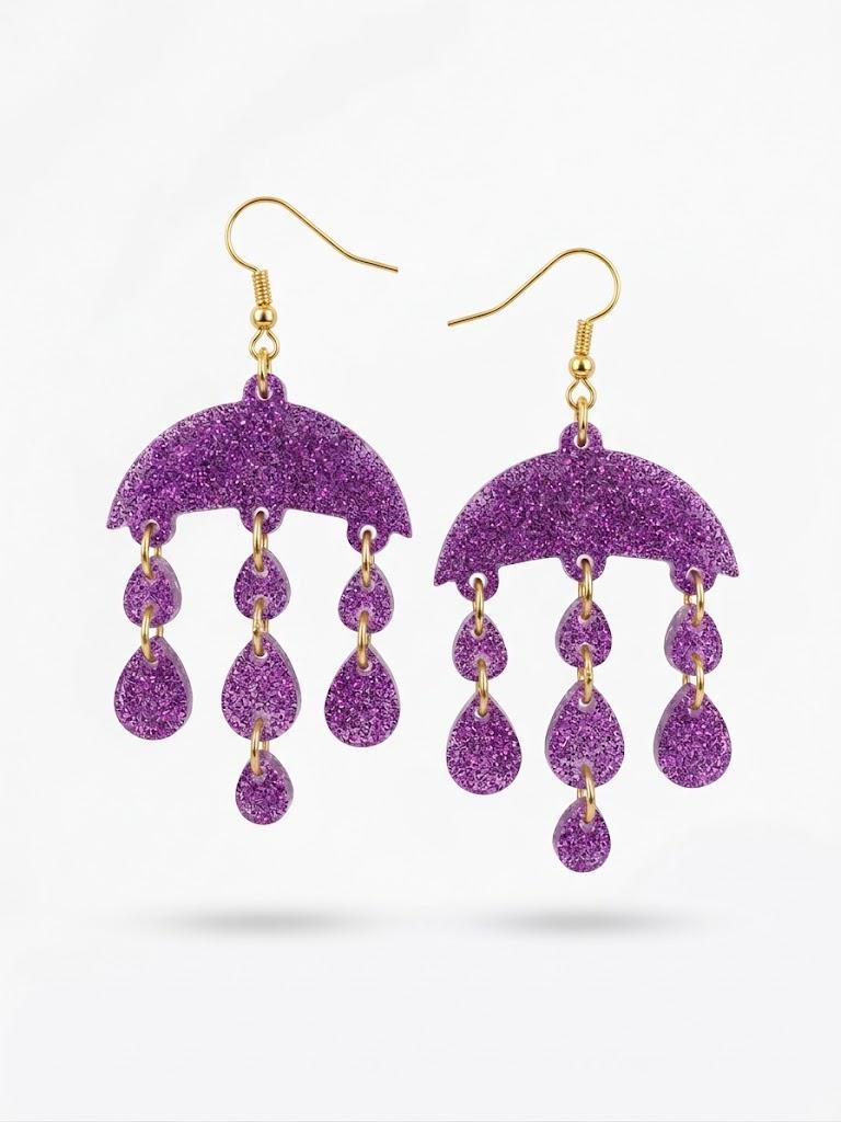 Raindrop Canopy Handcrafted Epoxy Resin Earrings - Gothic Wearable Art