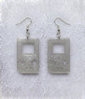Handcrafted Epoxy Resin Game Boy Imprint Earrings - Gothic Wearable Art