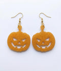 Handcrafted Epoxy Resin Jack-o-Lantern Earrings - Gothic Wearable Art