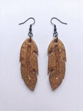 Handcrafted Epoxy Resin Feather Earrings - Gothic Wearable Art