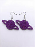 Handcrafted Epoxy Resin Jupiter Earrings - Gothic Wearable Art