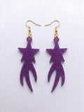 Handcrafted Epoxy Resin Shooting Star Earrings - Gothic Wearable Art