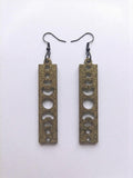 Handcrafted Epoxy Resin Moon Phase Linear Earrings - Gothic Wearable Art