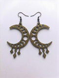 Handcrafted Epoxy Resin Moon Phase Crescent Earrings - Gothic Wearable Art