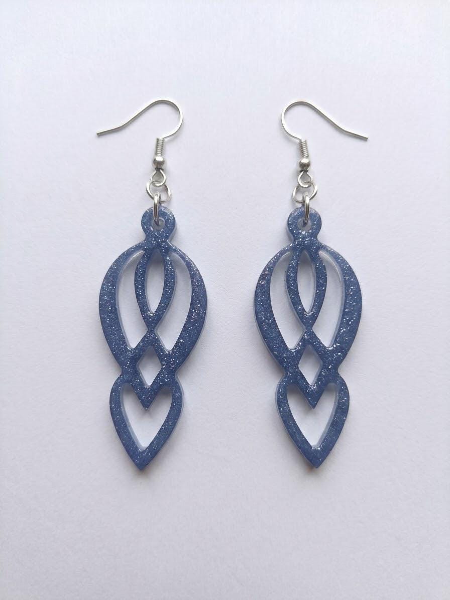 Handcrafted Epoxy Resin Motherhood Knot Earrings - Gothic Wearable Art