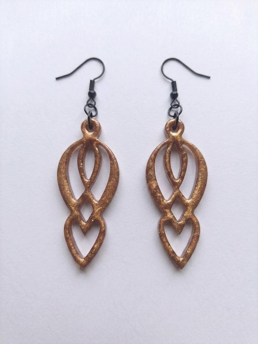 Handcrafted Epoxy Resin Motherhood Knot Earrings - Gothic Wearable Art