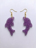 Handcrafted Epoxy Resin Dolphin Earrings - Gothic Wearable Art