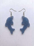 Handcrafted Epoxy Resin Dolphin Earrings - Gothic Wearable Art