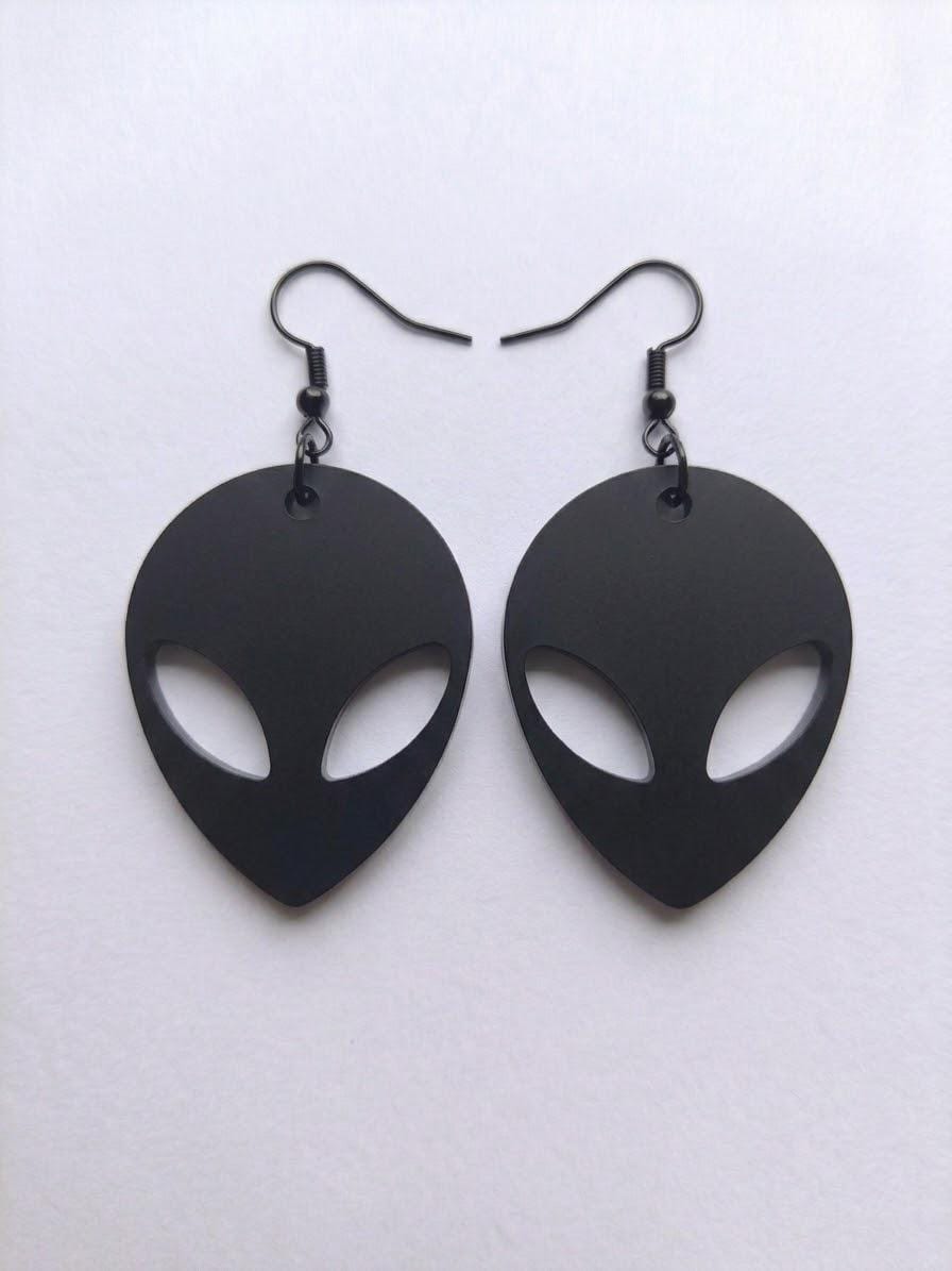 Handcrafted Epoxy Resin Alien Earrings - Gothic Wearable Art
