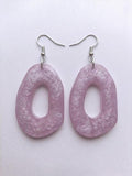 Handcrafted Epoxy Resin Abstract Open Oval Earrings - Gothic Wearable Art