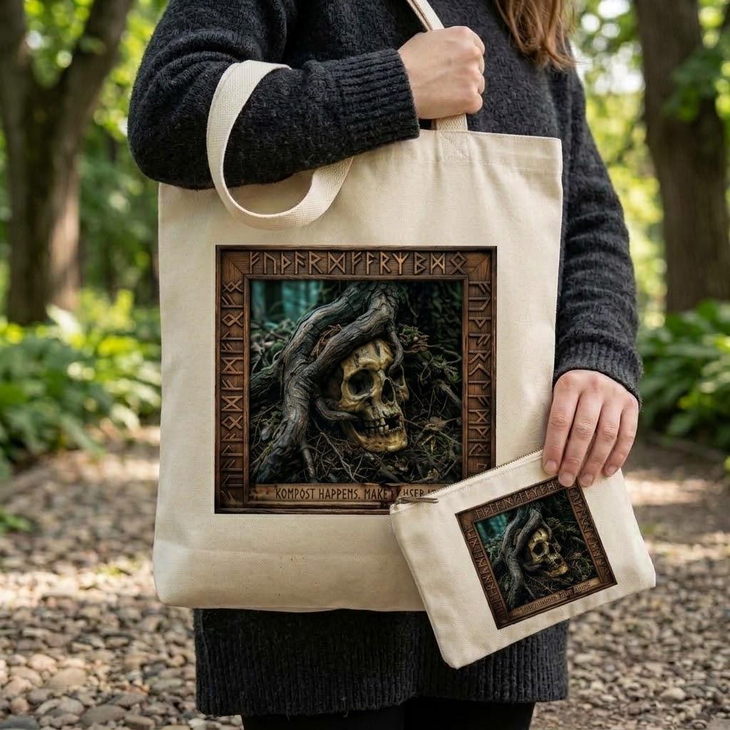 Compost Happens Sublimation Printed Tote Bag & Matching Handbag Set - Gothic Wearable Art