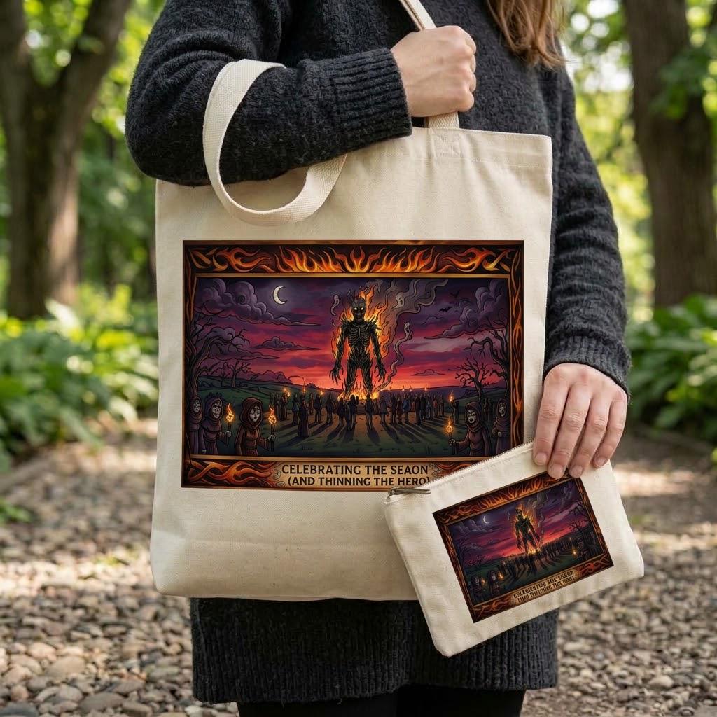Wicker Man Sublimation Printed Tote Bag & Matching Handbag Set - Gothic Wearable Art