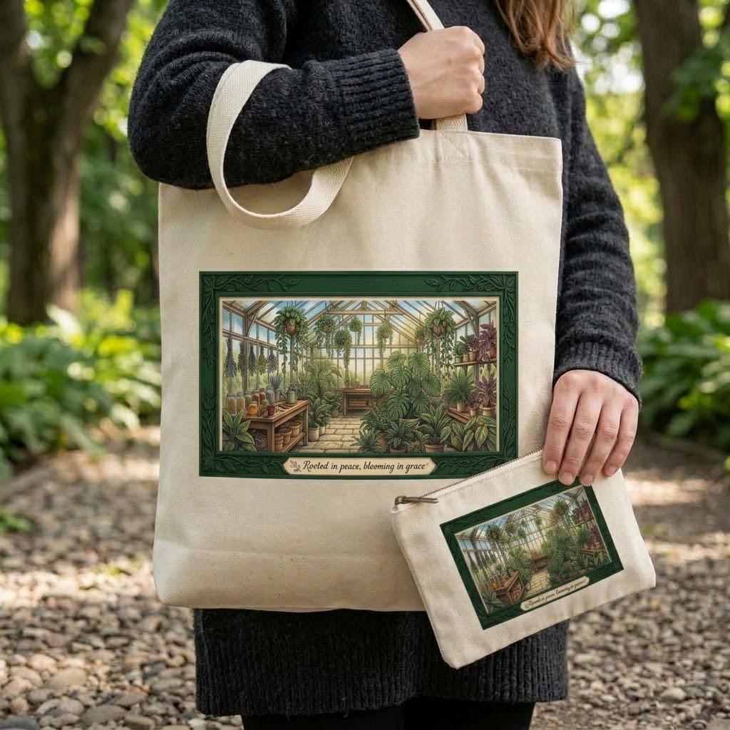 Rooted In Peace Sublimation Printed Tote Bag & Matching Handbag Set - Gothic Wearable Art