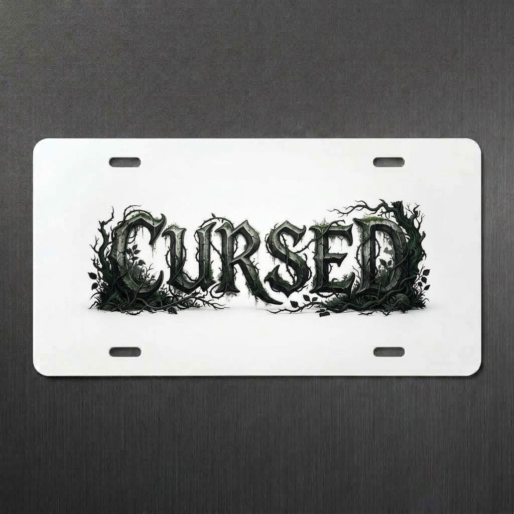 Cursed Sublimation Printed Vehicle Plate For Your Ride or Wall Decor - Gothic Automotive Art