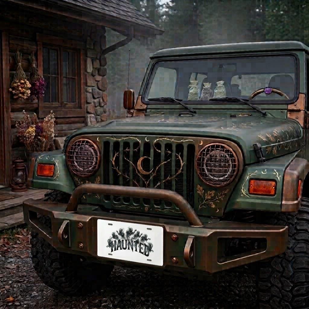 Haunted Sublimation Printed Vehicle Plate For Your Ride or Wall Decor - Gothic Automotive Art