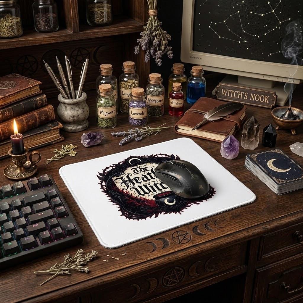 The Heathen Witch Sublimation Printed Standard Mouse Pad - Gothic Workspace Art