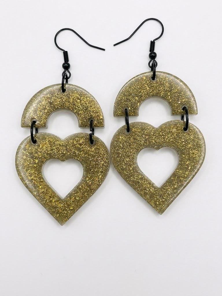 Gateway to Love Handcrafted Epoxy Resin Earrings - Gothic Wearable Art